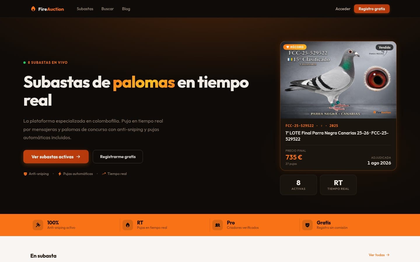 Captura de la web de FireAuction