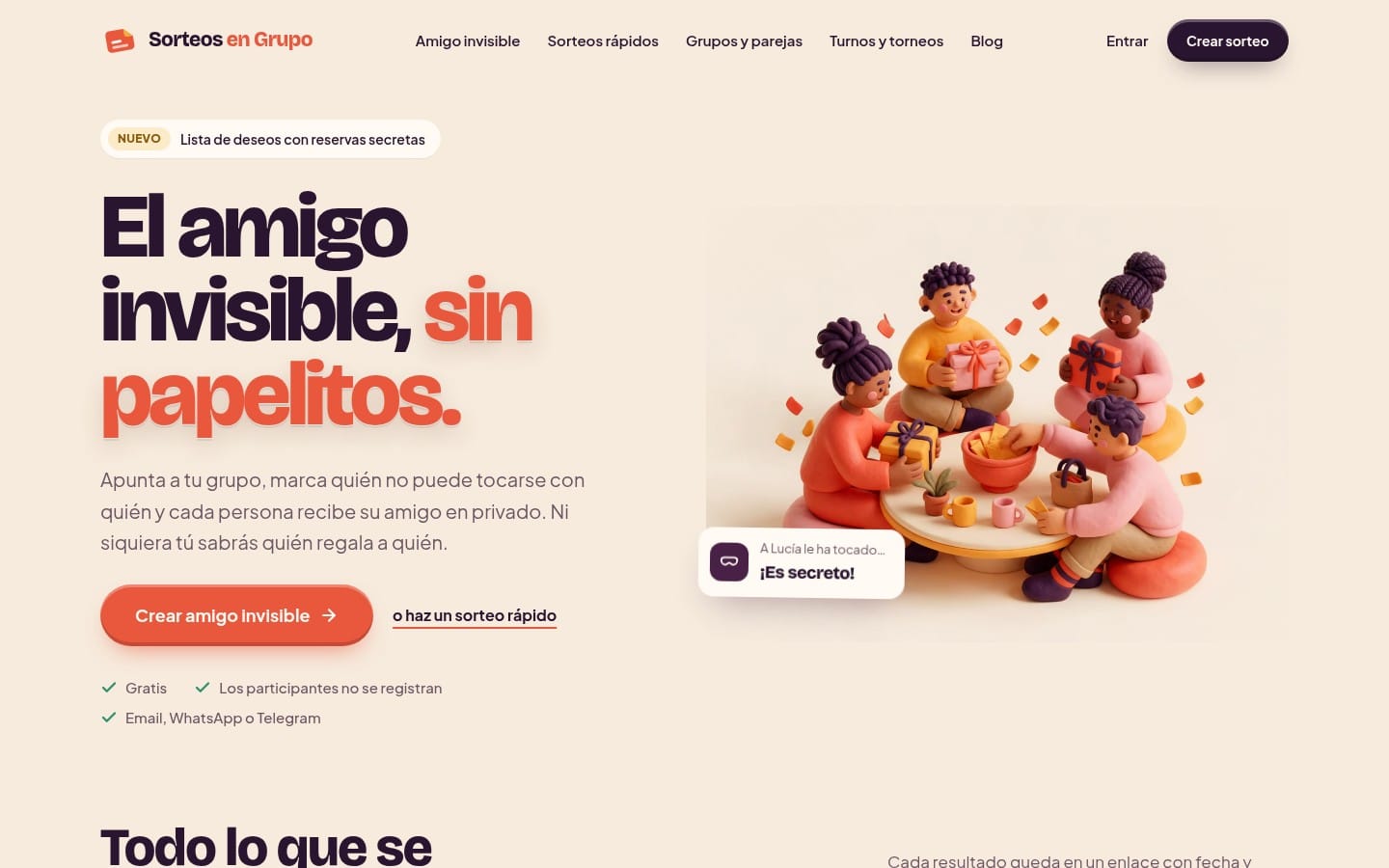 Captura de la web de Sorteos en Grupo